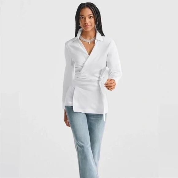 CAbi Highlife white wrap blouse #6293 NWT - Picture 1 of 4
